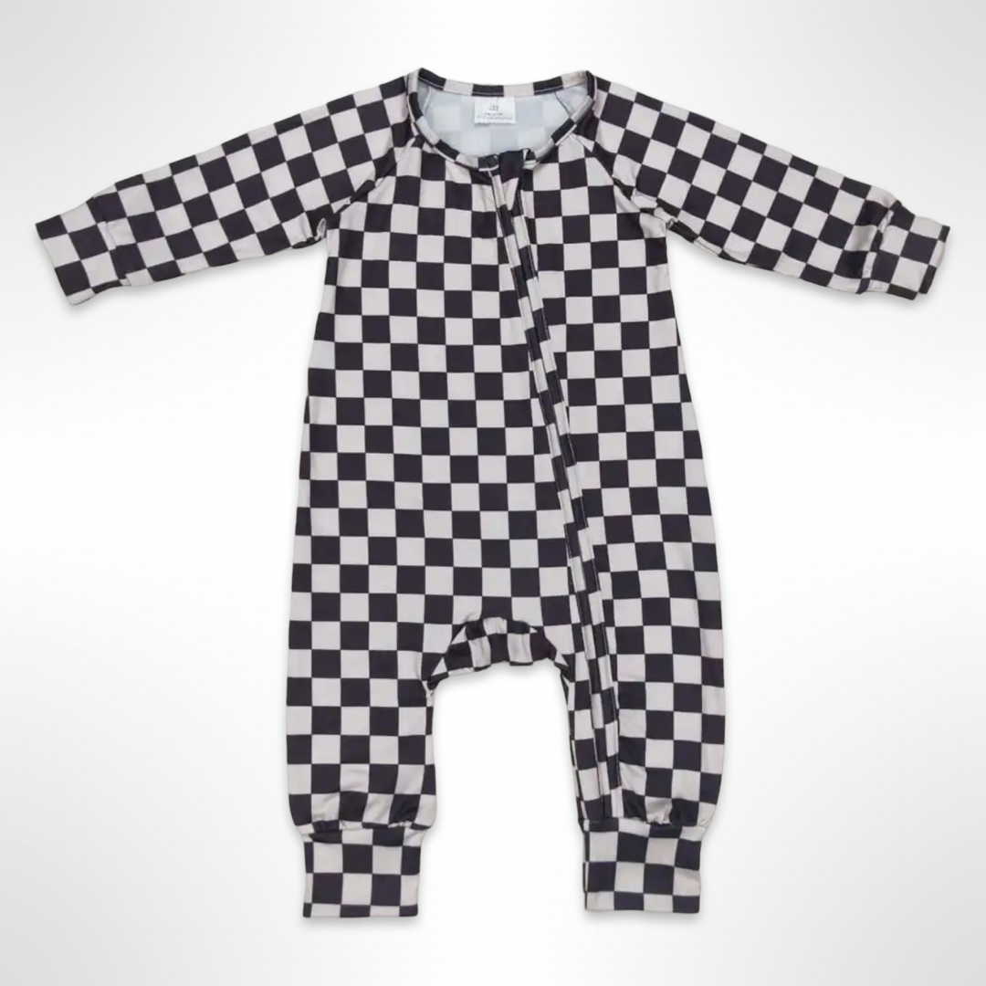 Checkered Zippered Romper